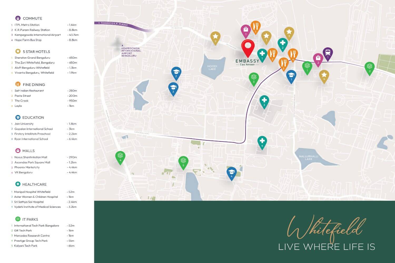 Embassy East Avenue Whitefield Location Map